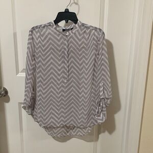 a.n.a Gray Chevron Blouse